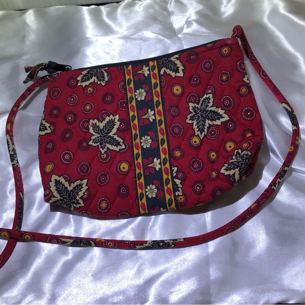 Vera Bradley Retired Rare Red Coin Petite Crossbody Handbag 9” x 6.5”